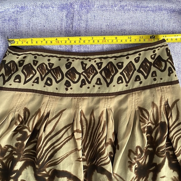 The Limited A Line silk pleats knee length skirt brown tan floral zipper vintage - Picture 16 of 16